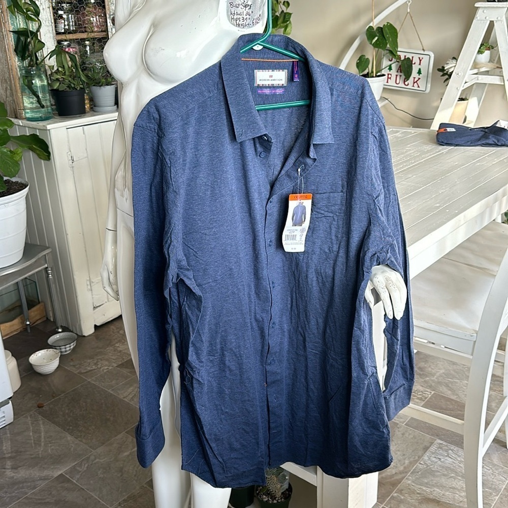 Modern ambition XXL, 18/18.5 long sleeve men’s shirt, button down blue NWT